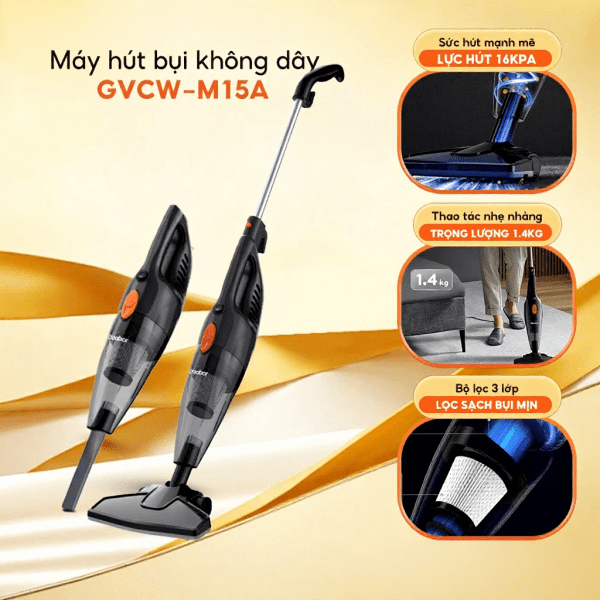 Máy hút bụi cầm tay 2in1 Gaabor GVCW-M15AS lực hút mạnh 16000PA tháo lắp tiện lợi gia đình nhỏ gọn